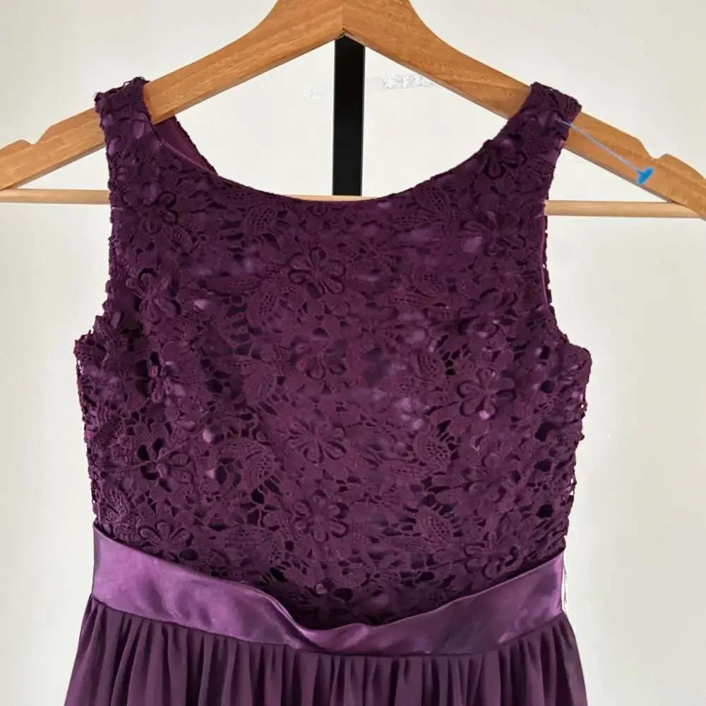 LanTing Bride NWT Grape Purple Lace Bodice Sleeveless Chiffon Maxi Formal Gown
